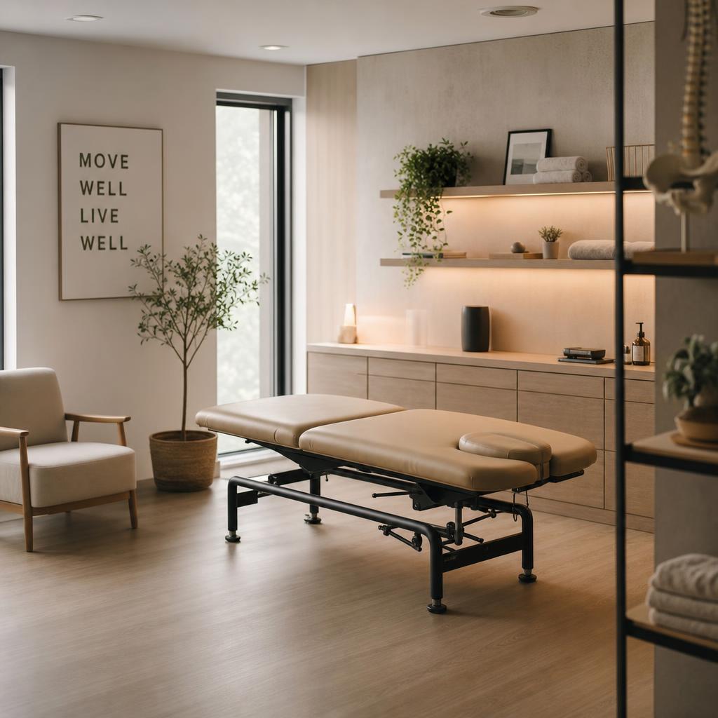 --template=1 treatment room with a plinth, natural light and clinic equipment